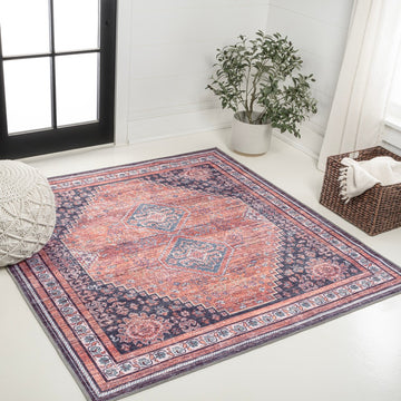 Dalyan Geometric Medallions Washable Area Rug